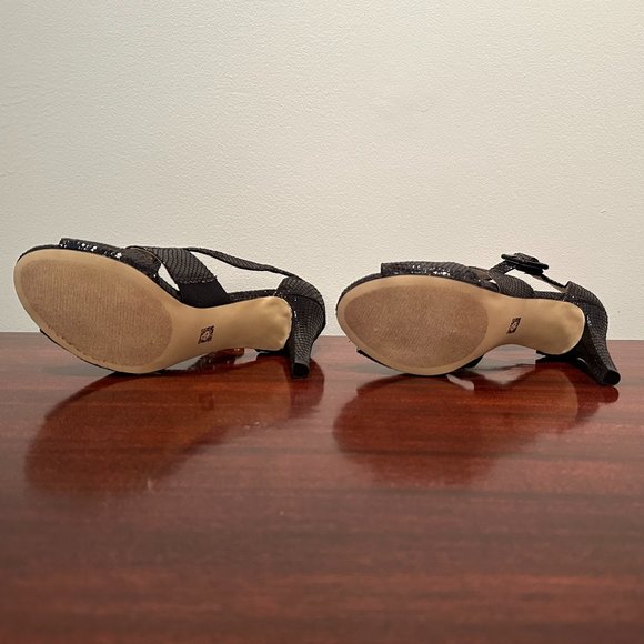 Anne Klein iFlex AK Akouray Faux Snakeskin Black Peep Toe Heel 5.5M New w/o Box - Picture 8 of 9